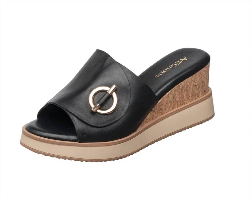 NEW ANTELOPE women's jupiter wedge slides in black